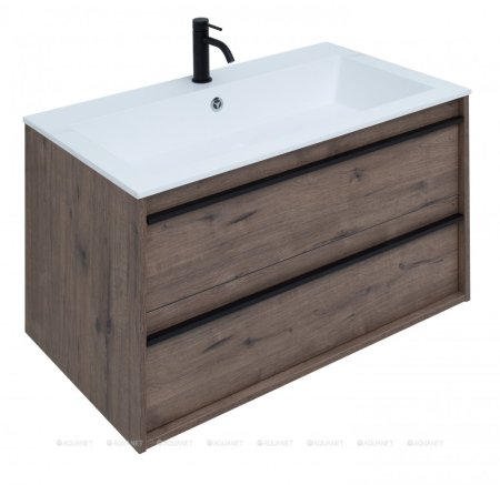 Тумба с раковиной Aquanet Lino 90 Дуб Веллингтон 