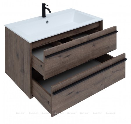 Тумба с раковиной Aquanet Lino 90 Дуб Веллингтон 