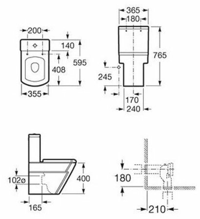 Унитаз компакт Roca Hall 342629000 без бачка и сиденья 