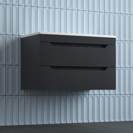 Тумба подвесная Style Line "Остин" под раковину Фортуна 80 2 ящ графит эмаль PLUS 