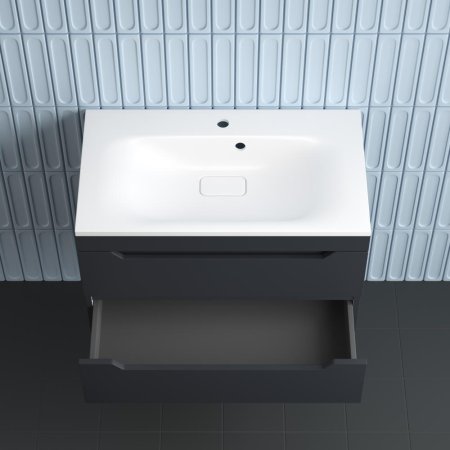 Тумба подвесная Style Line "Остин" под раковину Фортуна 80 2 ящ графит эмаль PLUS 