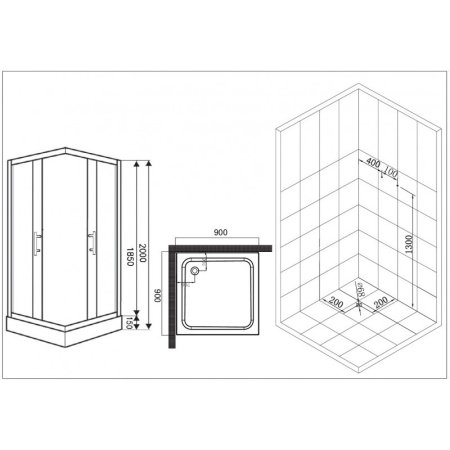 Душевой уголок Esbano ESD-8024 с поддоном 90x90 см, профиль хром, стекло рифленое 