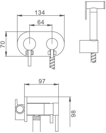 Гигиенический душ со смесителем Frap F7508 Хром 