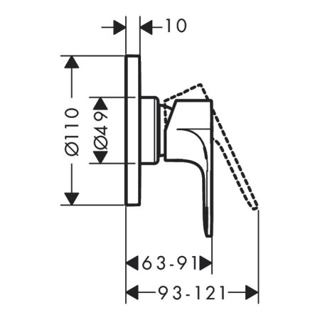 Смеситель Hansgrohe Rebris S 72649670 встраиваемый для душа, черный 