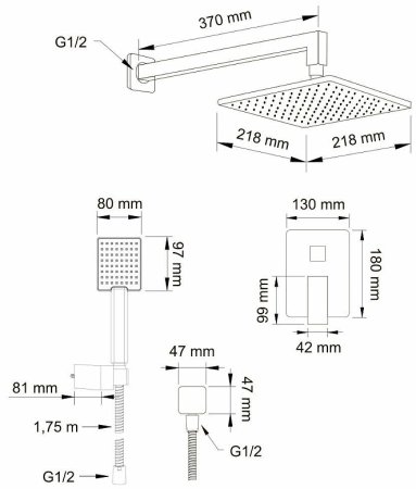 Душевая система Swedbe Platta 5540 Хром 