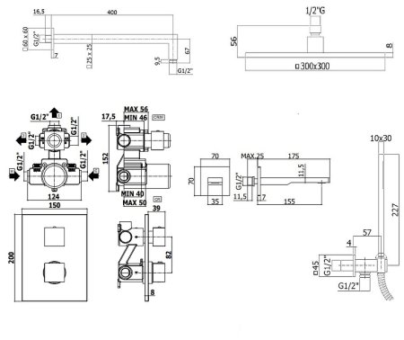 Душевая система Paffoni Level KITLEQ519CR120KING с термостатом Хром 