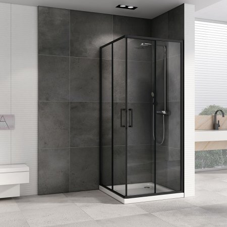 Душевой уголок Abber Schwarzer Diamant 100x100 AG02100B5 профиль Черный стекло прозрачное 