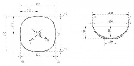 Раковина-чаша Abber Kristall 43 AT2806Onyx Черная 
