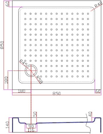 Акриловый поддон Cezares Tray квадратный 85 