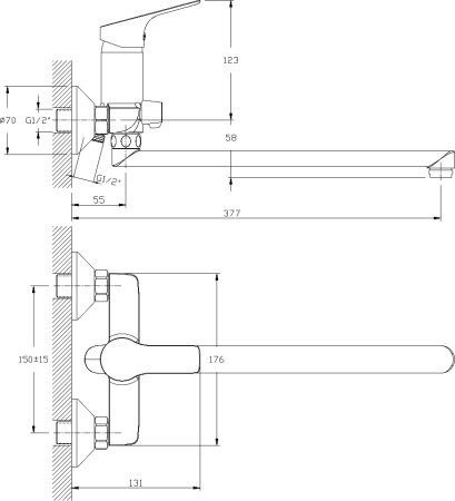 Смеситель Rossinka RS29-33 универсальный 