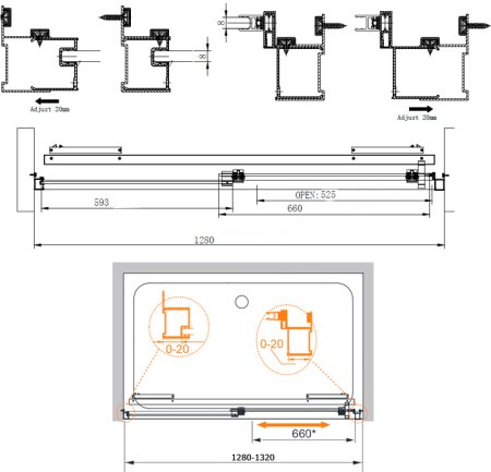 Душевая дверь в нишу Cezares Lux soft W BF1 130 C Cr IV 