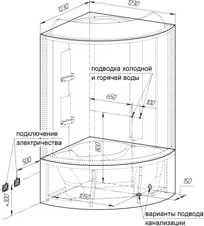 Душевой бокс Radomir Лаура 2 стекло прозрачное 