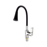 Смеситель для кухни с гибким изливом FASHUN A4253+B14, хром/черный