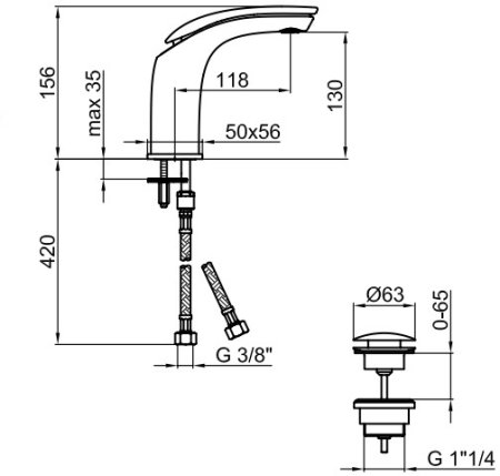 Смеситель для раковины Webert Aria AI830102560, черный 