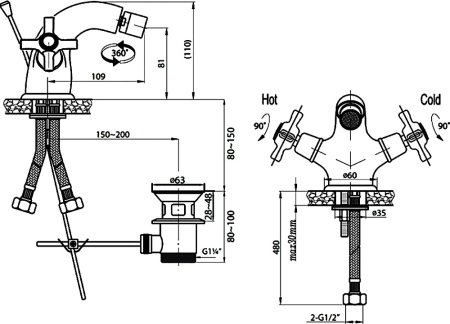 Смеситель Cezares Lord LORD-BS1-02 для биде 