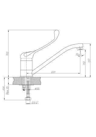Смеситель однорычажный хирургический для кухни HAIBA HB4254 хром 
