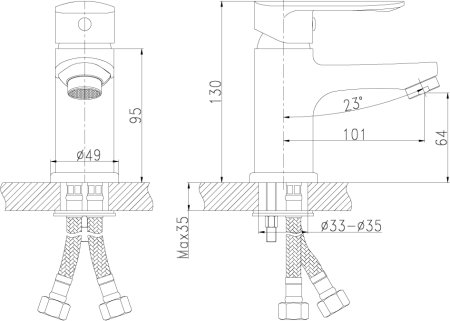 Смеситель для раковины Rossinka RS32-11 Хром 