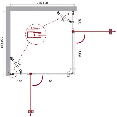 Душевой уголок BelBagno Etna 80х90 ETNA-AH-22-80/90-C-Cr профиль Хром стекло прозрачное 