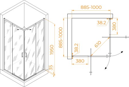 Душевой уголок RGW PA-038 900x900 