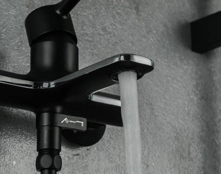 Смеситель для ванны Gappo G03-6 G3203-6 Черный матовый Хром 