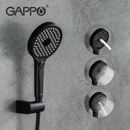 Смеситель для ванны Gappo G03-6 G3203-6 Черный матовый Хром 