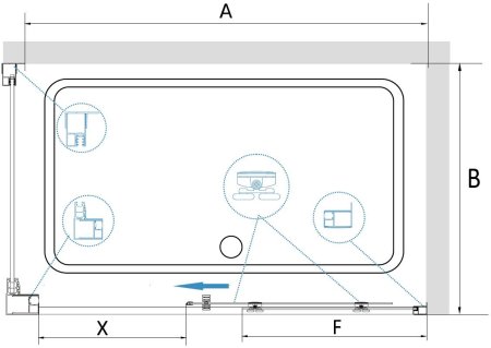 Душевой уголок RGW CL-48-1B (CL-14B + Z-060-1B) 1500x800 