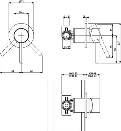 Смеситель Villeroy & Boch Dawn TVS10600100061 С ВНУТРЕННЕЙ ЧАСТЬЮ, для душа 