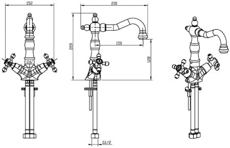 Смеситель для раковины Boheme Medici Presente 312 Бронза 
