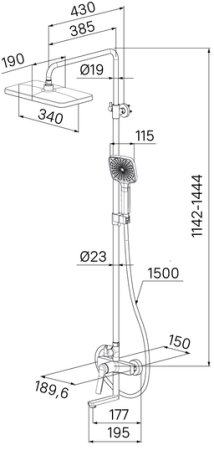 Душевая система с тропическим душем и изливом IDDIS Parker (PARSB3Fi06) 