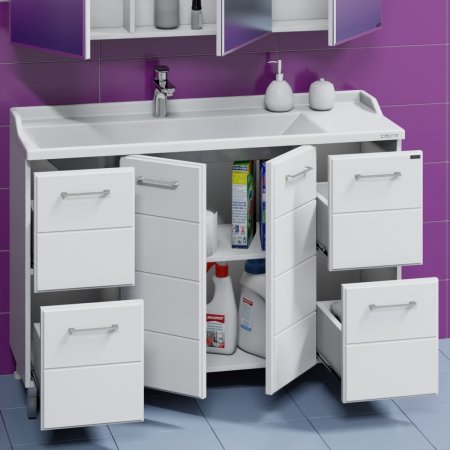 Тумба Санта Омега 120 с умывальником Сириус 120 