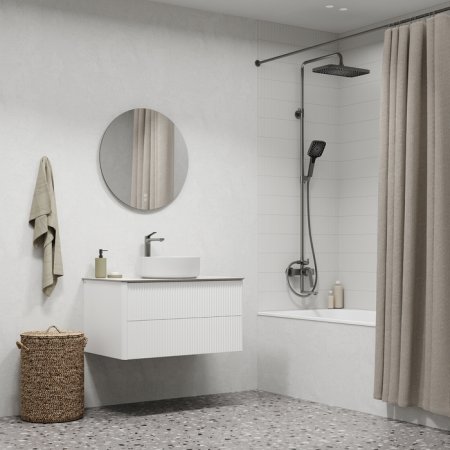 Душевая система с тропическим душем и изливом IDDIS Parker матовый графит (PARGM3Fi06) 