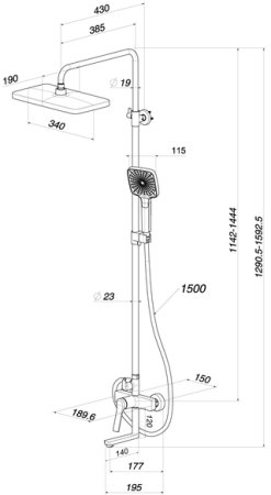 Душевая система с тропическим душем и изливом IDDIS Parker матовый графит (PARGM3Fi06) 