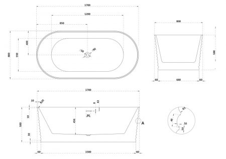 Ванна из искусственного камня ABBER Stein AS9650 белая матовая 
