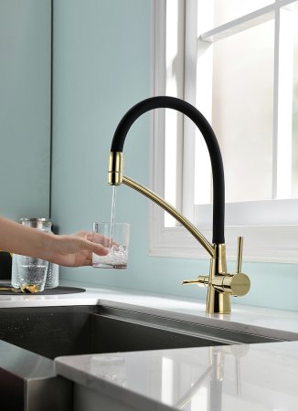 Смеситель Paulmark Siegen Si213111-G для кухонной мойки, золото 