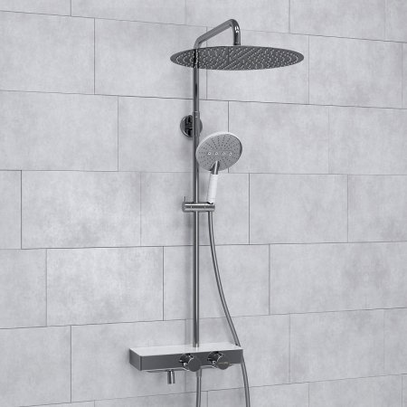 Душевая система WasserKRAFT A113.117.059.CH Thermo с термостатом Хром Белая 