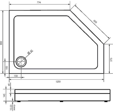 Акриловый поддон для душа Creto Pegas 120х80 L 7-1005 Белый 
