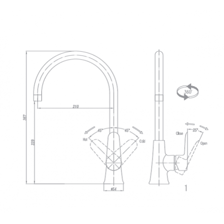 Смеситель для кухни Landberg LB-16305-D110 Хром 