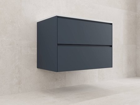 Тумба подвесная "ЛИМА 80" эмаль, под раковину LINE 80, 2 ящ., PLUS, графит 