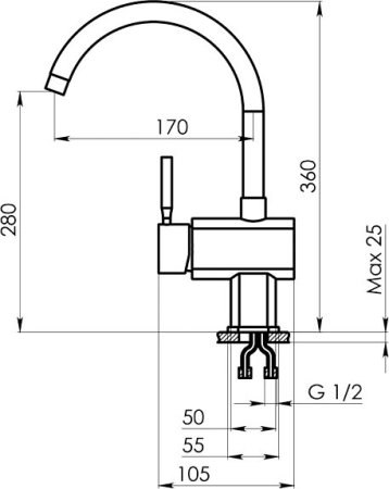 Смеситель Granula ST-31 для кухонной мойки, черный 