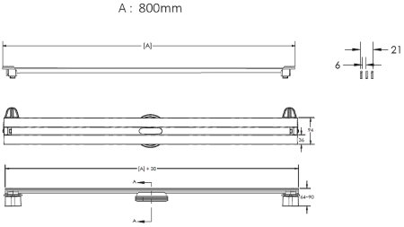 Душевой лоток Berges Super Slim 800 092154 с решеткой Золото глянец 
