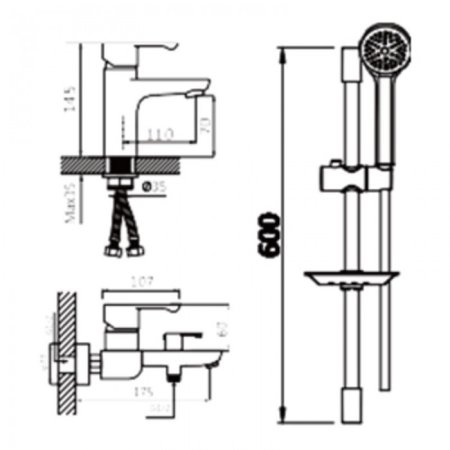 Комплект для ванной комнаты 3 в 1 ViEiR V233573 Хром 