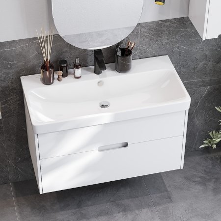 Тумба под раковину Aquaton Оливия 90 1A254401OL010 подвесная Белая матовая 