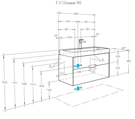 Тумба под раковину Aquaton Оливия 90 1A254401OL010 подвесная Белая матовая 