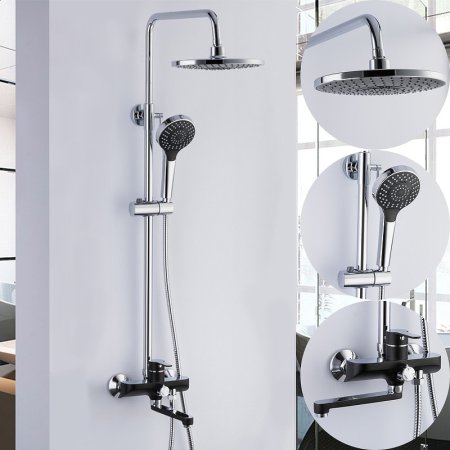 Душевая система Frap F2442 Черная матовая Хром 