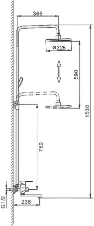 Душевая система Frap F2442 Черная матовая Хром 