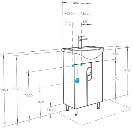Тумба под раковину Aquaton Панда 46 1A053701PD010 Белая 