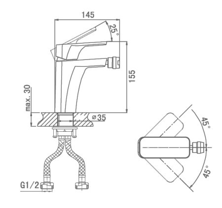 Смеситель D&K Berlin Freie DA1432201 для биде, хром 