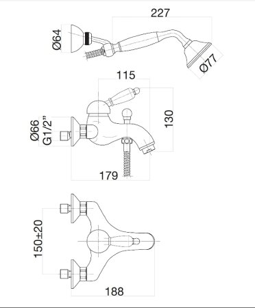 Смеситель для ванны Fiore Imperiale 83ZZ5104 Бронза 