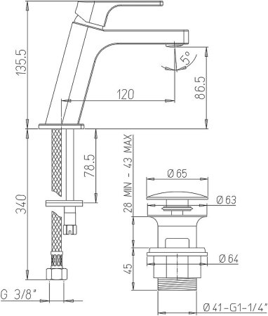 Смеситель для раковины Paini Atacama WWCR211ESRKM Хром 