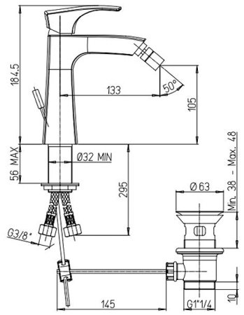 Смеситель для биде Paini Lady 89OP306KM Золото PVD 